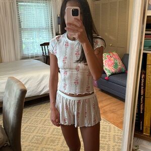 WeWoreWhat White and Pink Floral Pajama Set